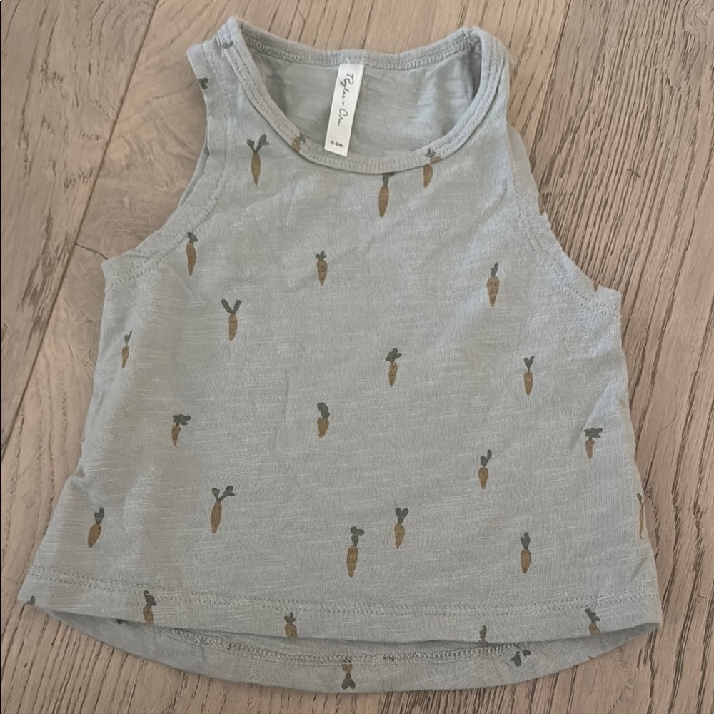 Rylee and Cru Blue Carrot Print Kids Tank Top